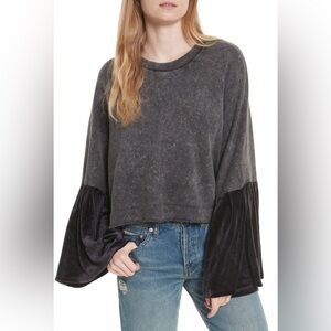 Free People Sleeves Glorious Sleeves Top Charcoal Gray L Washed Black Festival